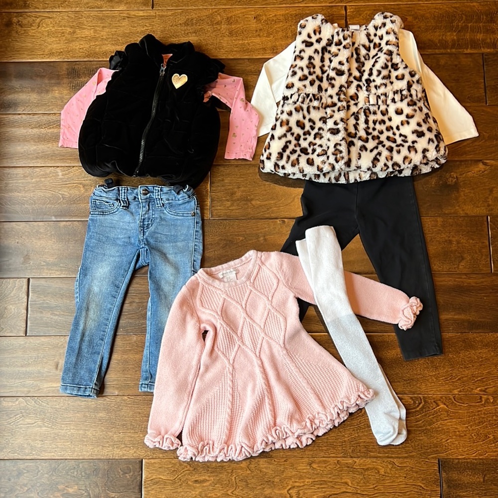Little Me Pink and Black Kids Matching Set